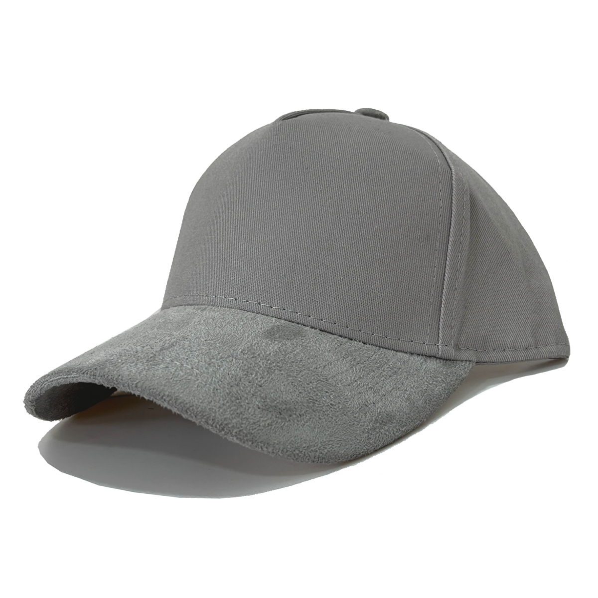 Curved Suede Peak Snapback Cap