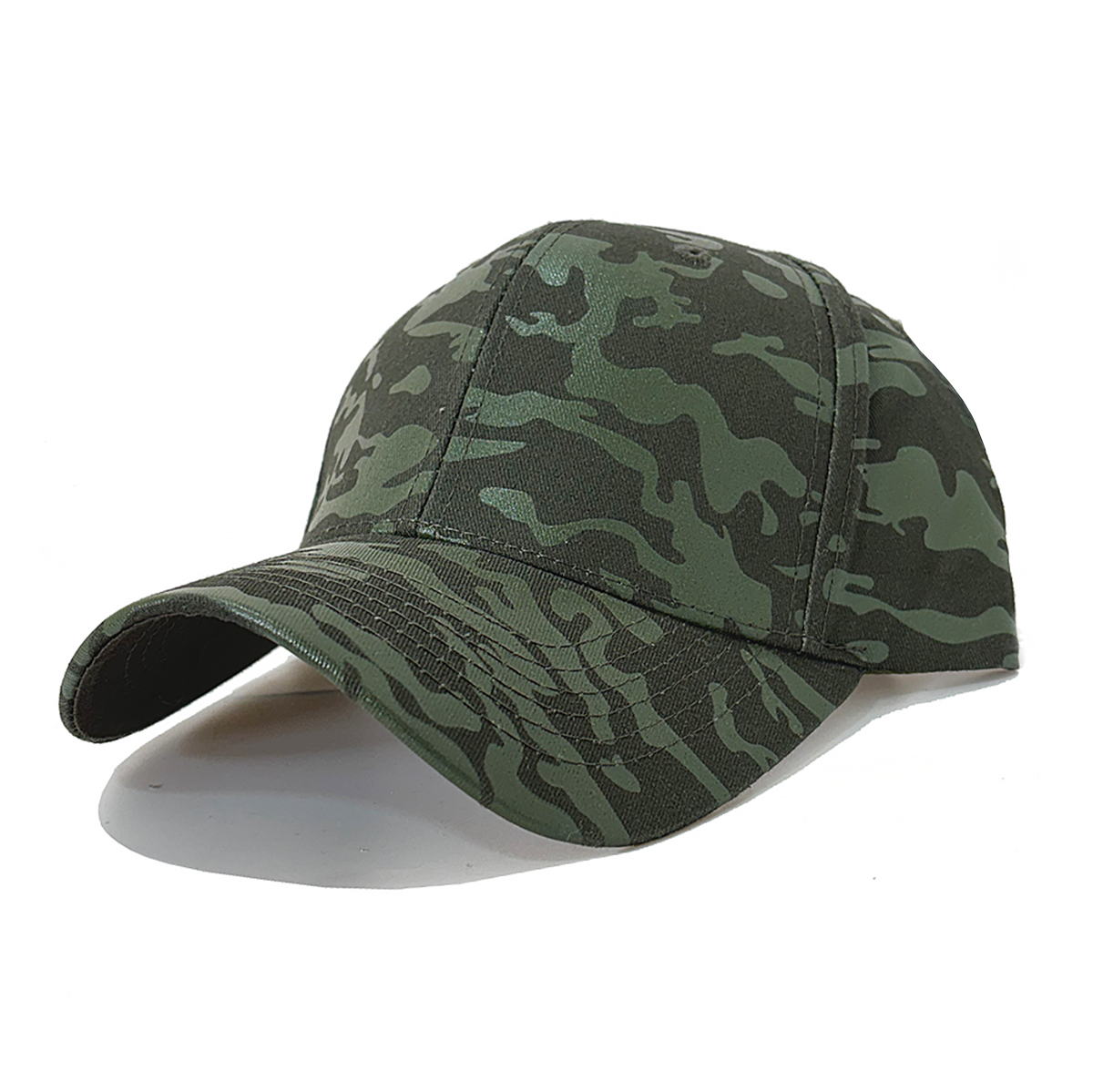 Black Camouflage Curved Peak Leather Strap back Cap