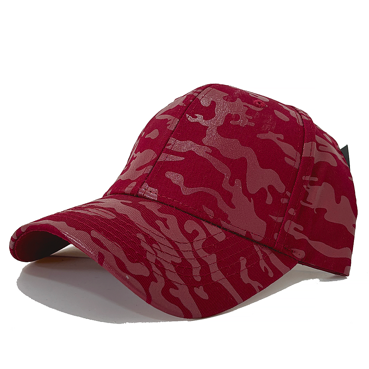 Black Camouflage Curved Peak Leather Strap back Cap