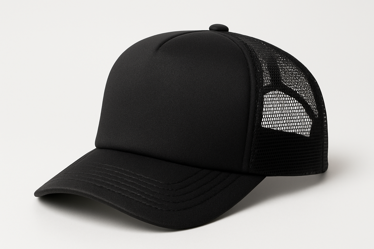 plain black foam trucker