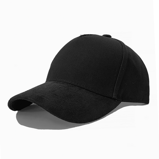 Curved Suede Peak Snapback Cap