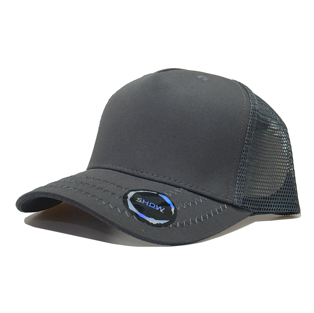 Curved Mesh Trucker Zigzag Stitch Peak Snapback Cap