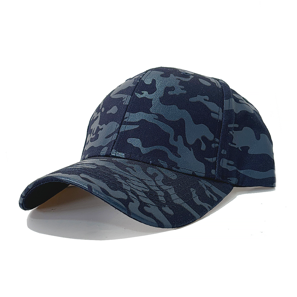 Black Camouflage Curved Peak Leather Strap back Cap