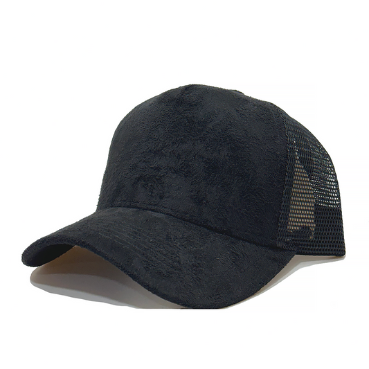 Curved Peak Suede Snapback Caps