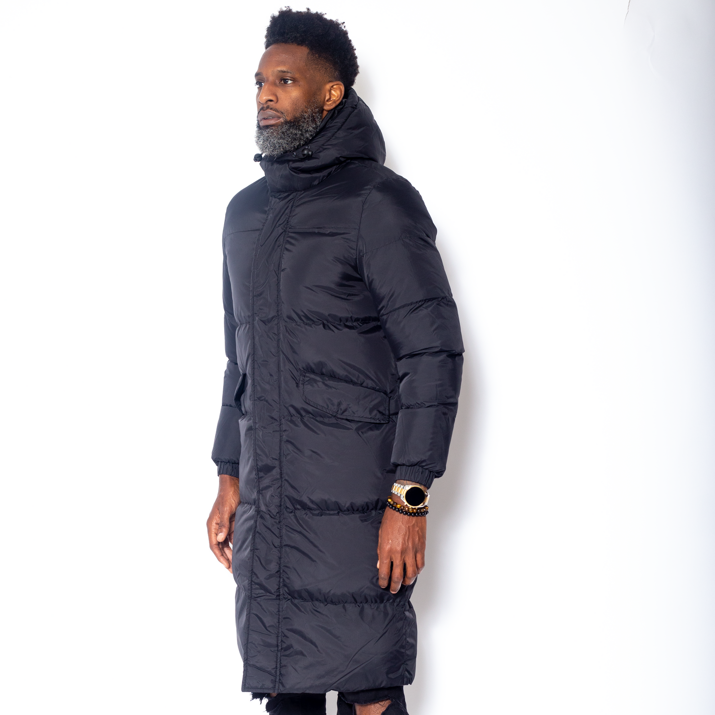 Men’s Long Black Puffer Jacket