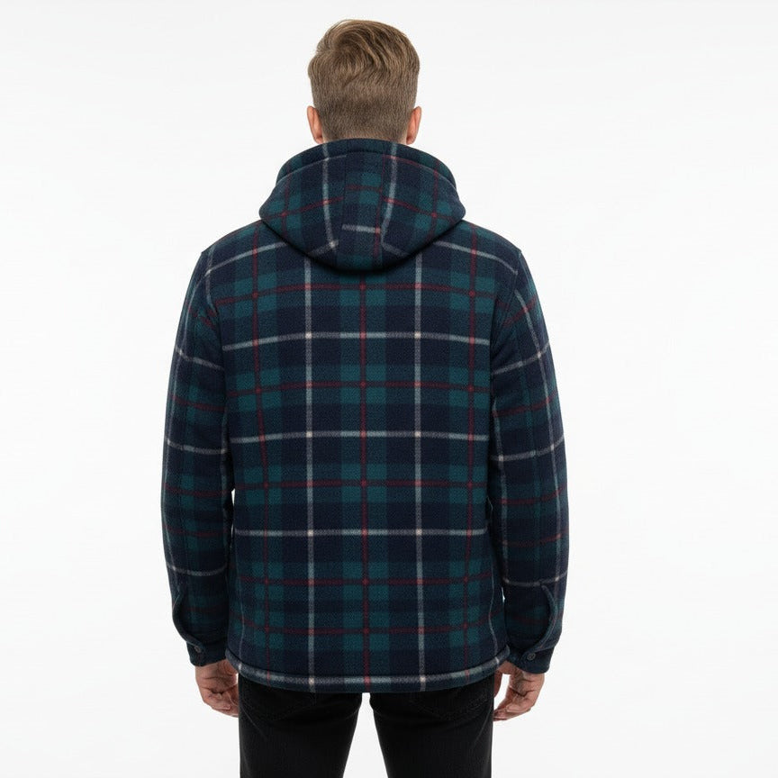 Men’s Hooded Plaid Fleece Overshirt