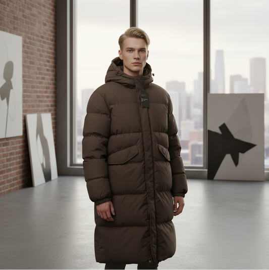 Men’s Long Brown Puffer Jacket