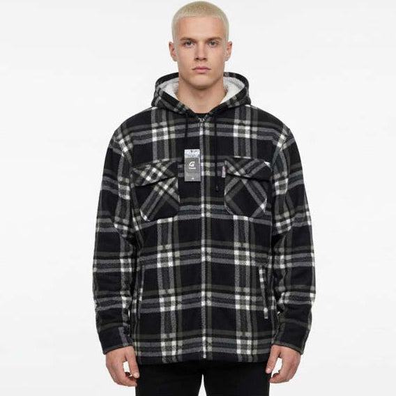 Men’s Hooded Plaid Fleece Overshirt