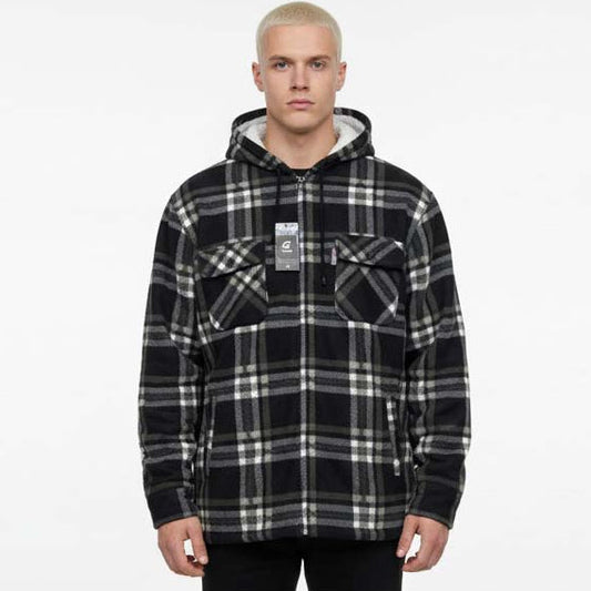 Men’s Hooded Plaid Fleece Overshirt