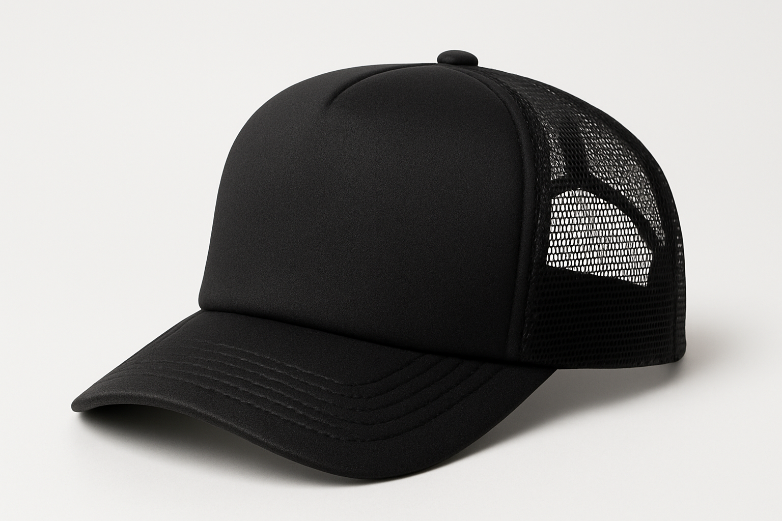 plain black foam trucker