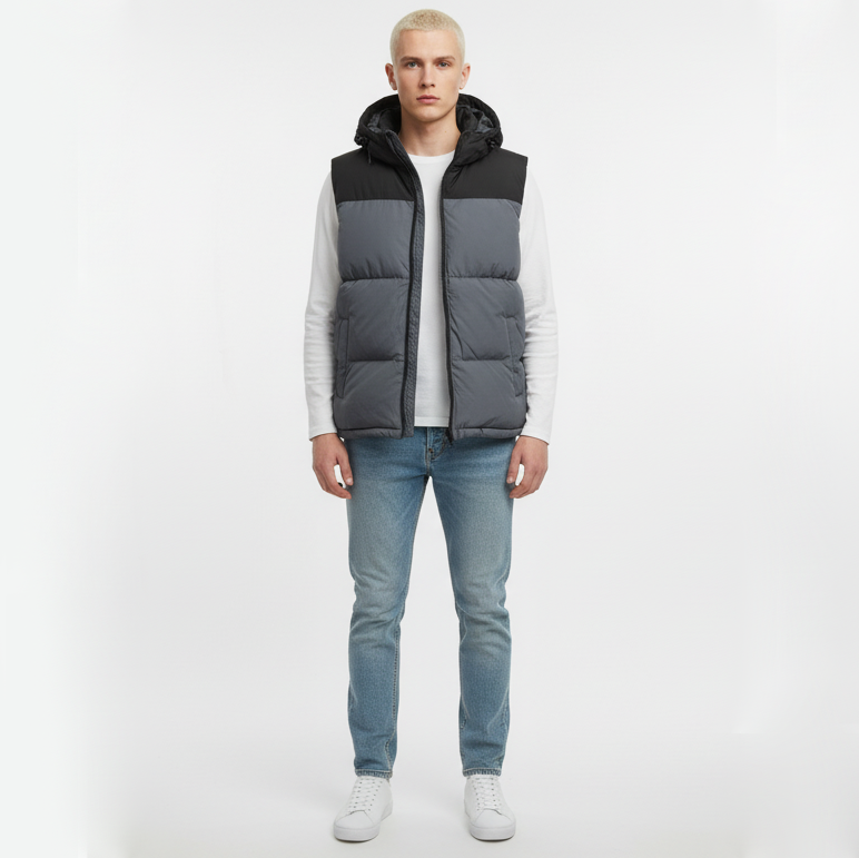 Men’s Two-Tone Quilted Sleeveless Gilet jacket
