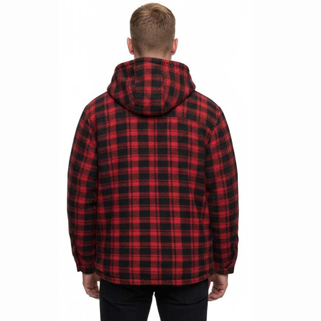 Men’s Hooded Plaid Fleece Overshirt