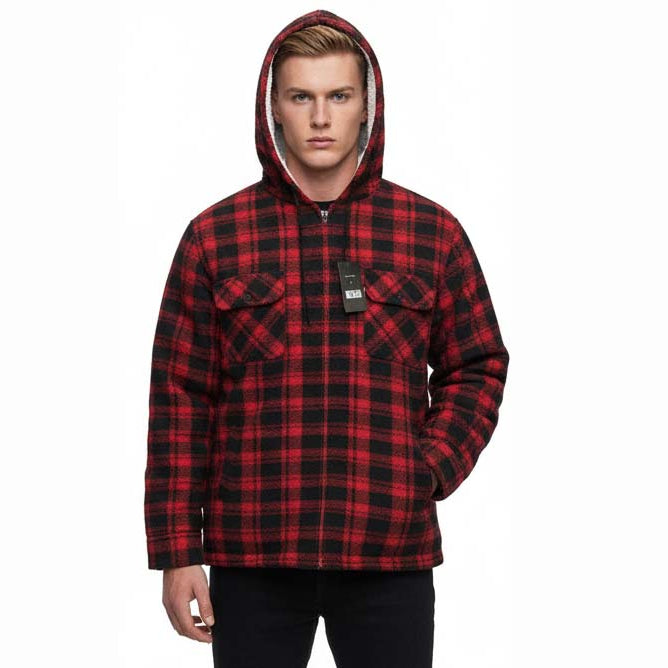 Men’s Hooded Plaid Fleece Overshirt