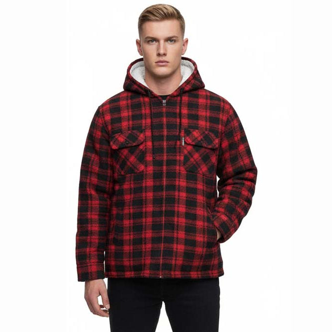 Men’s Hooded Plaid Fleece Overshirt