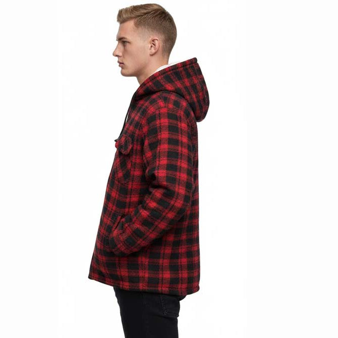 Men’s Hooded Plaid Fleece Overshirt